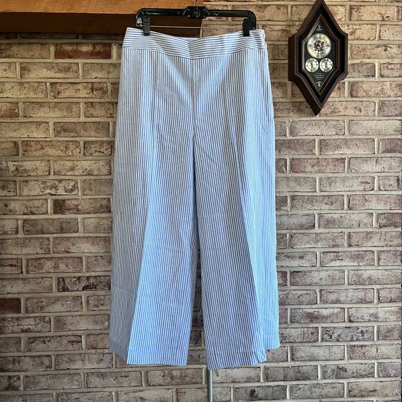 NWT: TALBOTS Blue White Linen Blend Wide Leg Crop Pants‎ 12 (K348) - Picture 4 of 11